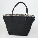 BURBERRY Nova Check Blue Black Label Hand Bag Canvas 4 Set Beige Auth fm5065-2