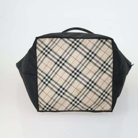 BURBERRY Nova Check Blue Black Label Hand Bag Canvas 4 Set Beige Auth fm5065