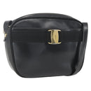 Salvatore Ferragamo Vala Shoulder Bag Leather Black Gold Auth fm5071-1