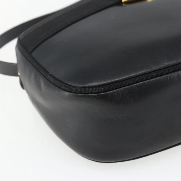 Salvatore Ferragamo Vala Shoulder Bag Leather Black Gold Auth fm5071