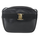 Salvatore Ferragamo Vala Shoulder Bag Leather Black Gold Auth fm5071-13