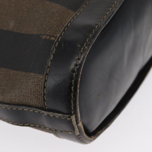 FENDI Pecan Canvas Shoulder Bag PVC Black Brown gold Auth fm5072