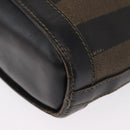 FENDI Pecan Canvas Shoulder Bag PVC Black Brown gold Auth fm5072-11