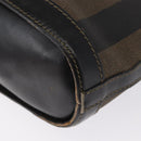 FENDI Pecan Canvas Shoulder Bag PVC Black Brown gold Auth fm5072-13