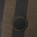 FENDI Pecan Canvas Shoulder Bag PVC Black Brown gold Auth fm5072-14