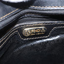 FENDI Pecan Canvas Shoulder Bag PVC Black Brown gold Auth fm5072-16