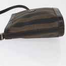 FENDI Pecan Canvas Shoulder Bag PVC Black Brown gold Auth fm5072-5