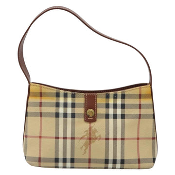 BURBERRY Nova Check Hand Bag PVC Beige Gold Auth fm5074 - 0