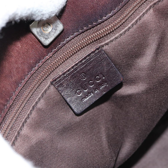 GUCCI GG Canvas Tote Bag Brown Silver 73983 Auth fm5075