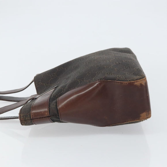 GUCCI GG Canvas Tote Bag Brown Silver 73983 Auth fm5075