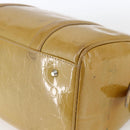 Christian Dior Trotter Canvas Boston Bag Patent leather Beige Silver Auth fm5079-16