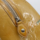 Christian Dior Trotter Canvas Boston Bag Patent leather Beige Silver Auth fm5079-18