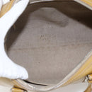Christian Dior Trotter Canvas Boston Bag Patent leather Beige Silver Auth fm5079-9