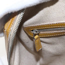 Christian Dior Trotter Canvas Boston Bag Patent leather Beige Silver Auth fm5079-22