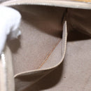 Christian Dior Trotter Canvas Boston Bag Patent leather Beige Silver Auth fm5079-23