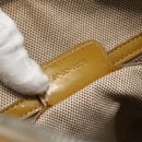 Christian Dior Trotter Canvas Boston Bag Patent leather Beige Silver Auth fm5079-12