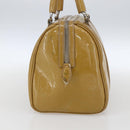 Christian Dior Trotter Canvas Boston Bag Patent leather Beige Silver Auth fm5079-4