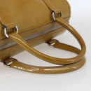 Christian Dior Trotter Canvas Boston Bag Patent leather Beige Silver Auth fm5079-7