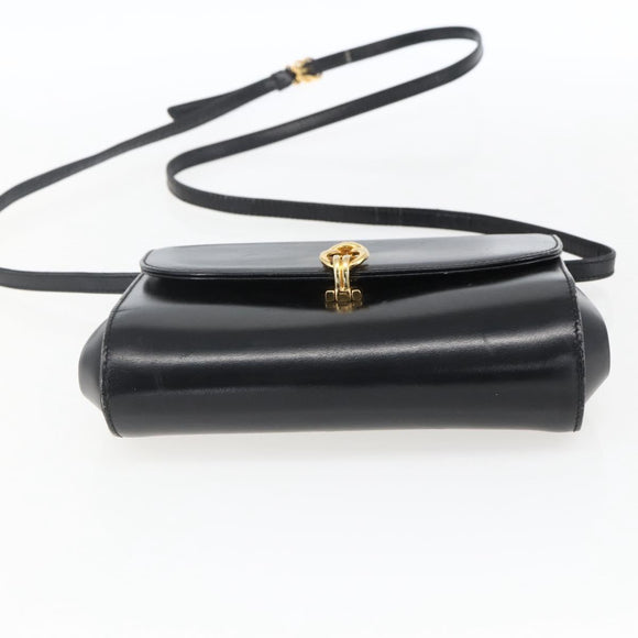 GUCCI Shoulder Bag Leather Black Gold 004 056 0219 Auth fm5081