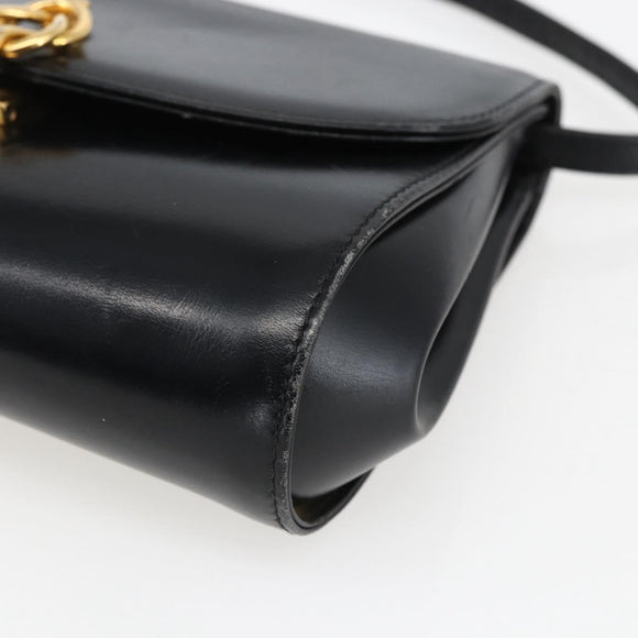GUCCI Shoulder Bag Leather Black Gold 004 056 0219 Auth fm5081