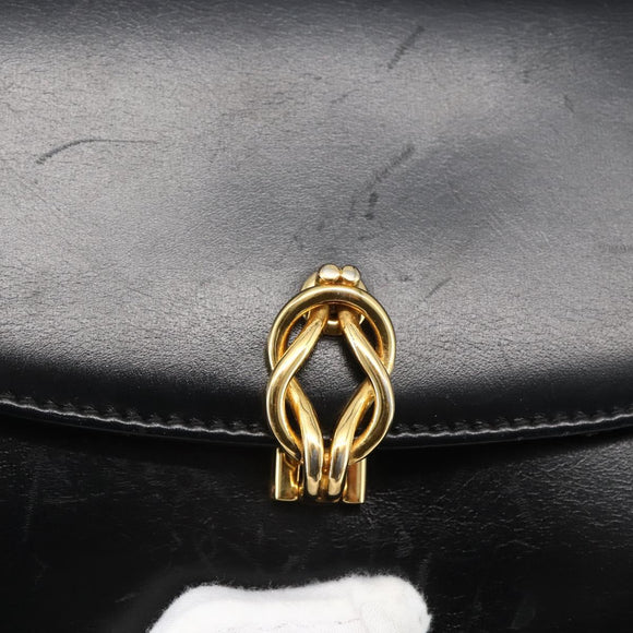 GUCCI Shoulder Bag Leather Black Gold 004 056 0219 Auth fm5081