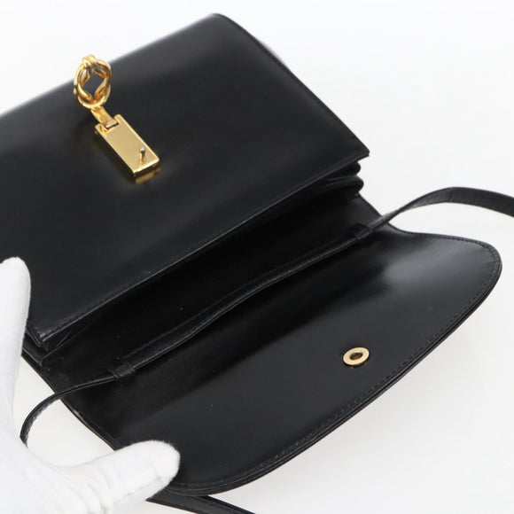 GUCCI Shoulder Bag Leather Black Gold 004 056 0219 Auth fm5081