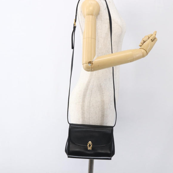 GUCCI Shoulder Bag Leather Black Gold 004 056 0219 Auth fm5081