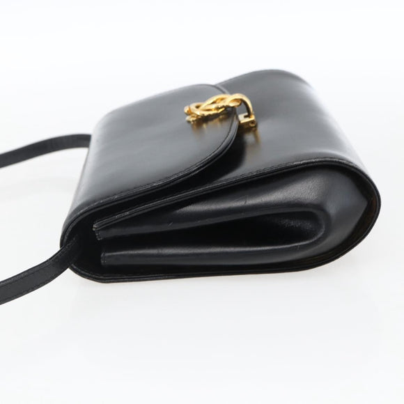 GUCCI Shoulder Bag Leather Black Gold 004 056 0219 Auth fm5081