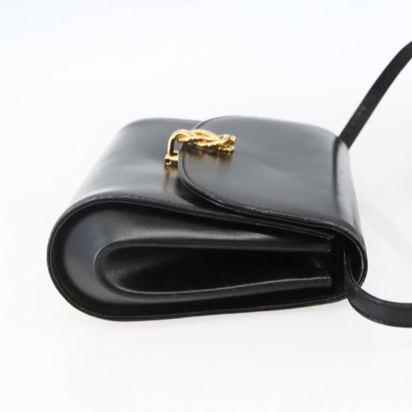 GUCCI Shoulder Bag Leather Black Gold 004 056 0219 Auth fm5081