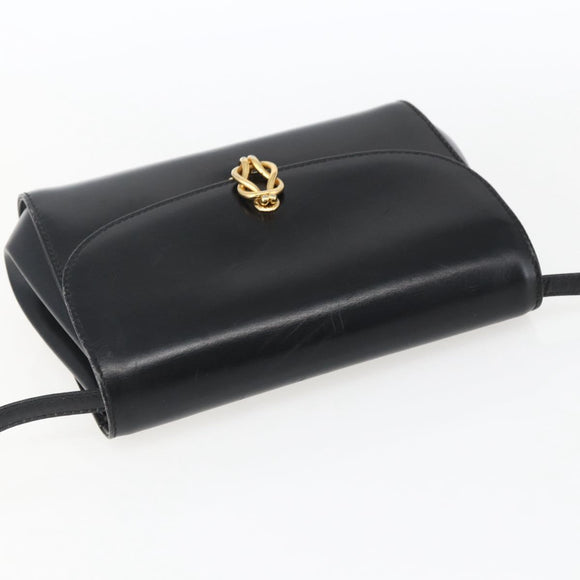 GUCCI Shoulder Bag Leather Black Gold 004 056 0219 Auth fm5081
