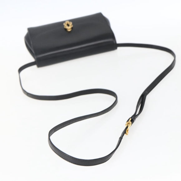 GUCCI Shoulder Bag Leather Black Gold 004 056 0219 Auth fm5081