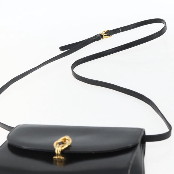 GUCCI Shoulder Bag Leather Black Gold 004 056 0219 Auth fm5081