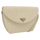 SAINT LAURENT Shoulder Bag Leather Ivory Gold Auth fm5082-1