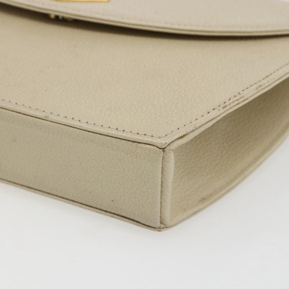 SAINT LAURENT Shoulder Bag Leather Ivory Gold Auth fm5082