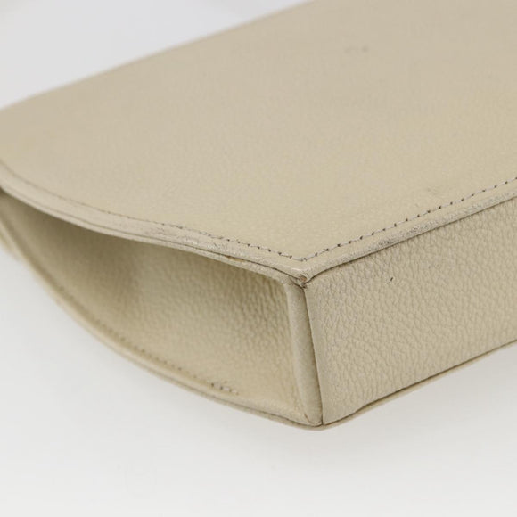 SAINT LAURENT Shoulder Bag Leather Ivory Gold Auth fm5082