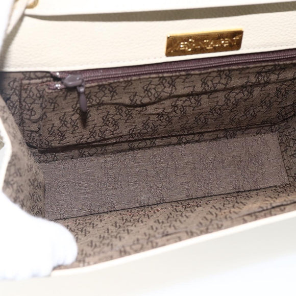SAINT LAURENT Shoulder Bag Leather Ivory Gold Auth fm5082