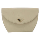 SAINT LAURENT Shoulder Bag Leather Ivory Gold Auth fm5082-13