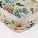 GUCCI Flora Shoulder Bag Canvas Leather White Gold 007 14 0068 Auth fm5083-17