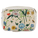 GUCCI Flora Shoulder Bag Canvas Leather White Gold 007 14 0068 Auth fm5083-2