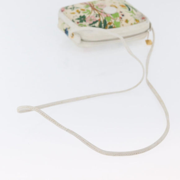 GUCCI Flora Shoulder Bag Canvas Leather White Gold 007 14 0068 Auth fm5083