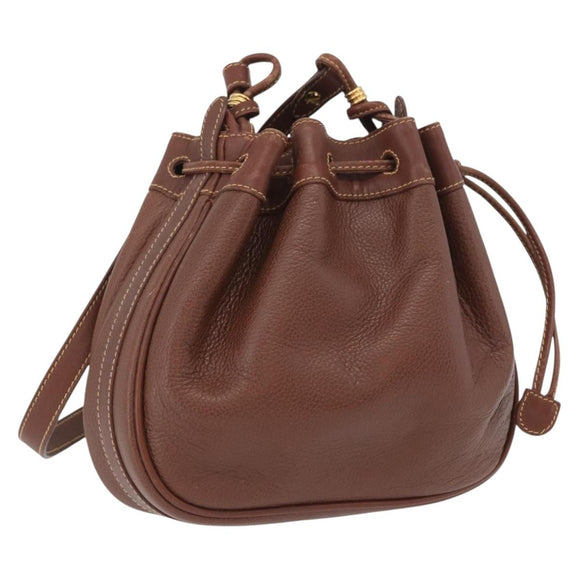 GUCCI Shoulder Bag Leather Brown Gold 007 984 0065 Auth fm5085