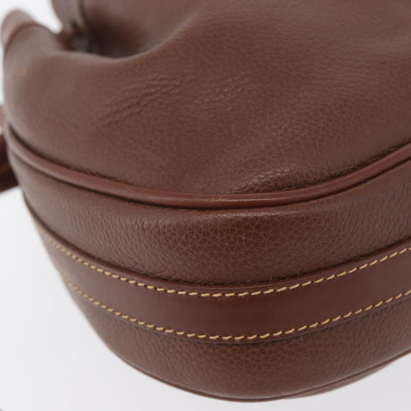 GUCCI Shoulder Bag Leather Brown Gold 007 984 0065 Auth fm5085