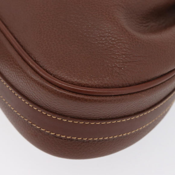 GUCCI Shoulder Bag Leather Brown Gold 007 984 0065 Auth fm5085