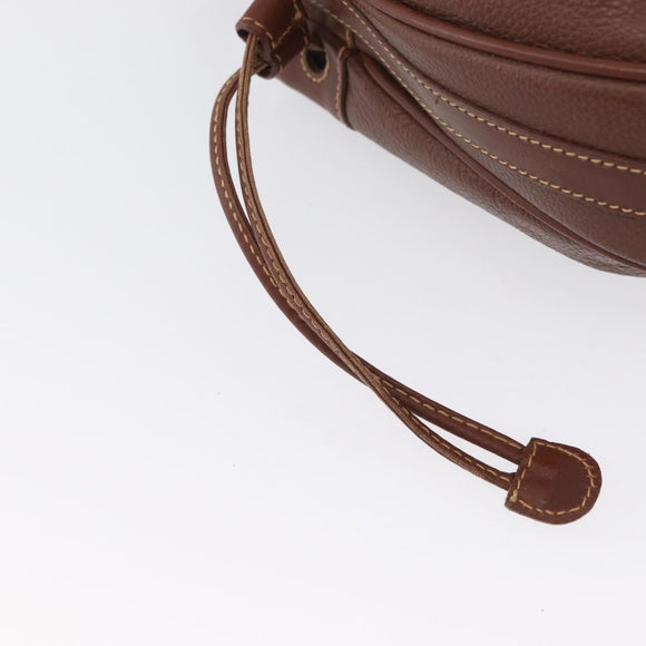 GUCCI Shoulder Bag Leather Brown Gold 007 984 0065 Auth fm5085