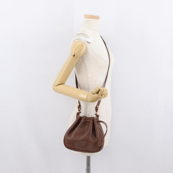 GUCCI Shoulder Bag Leather Brown Gold 007 984 0065 Auth fm5085