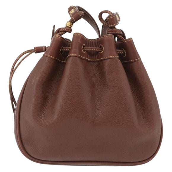 GUCCI Shoulder Bag Leather Brown Gold 007 984 0065 Auth fm5085
