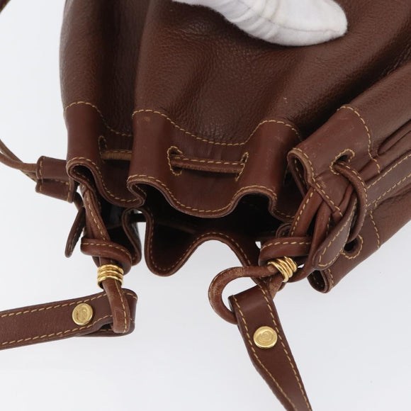 GUCCI Shoulder Bag Leather Brown Gold 007 984 0065 Auth fm5085