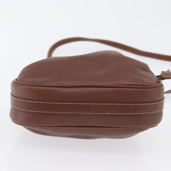 GUCCI Shoulder Bag Leather Brown Gold 007 984 0065 Auth fm5085