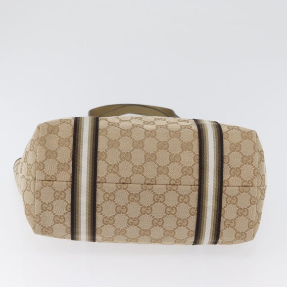 GUCCI GG Canvas Tragetasche Beige Gold 137396 Auth fm5086