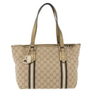 GUCCI GG Canvas Tragetasche Beige Gold 137396 Auth fm5086-13